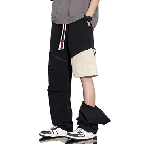 Teens Boys Baggy Cargo Pants Y2K Drawstring High Waist Wide Leg Sweatpants Convertible Casual Hiking Pants Age 13-17Y