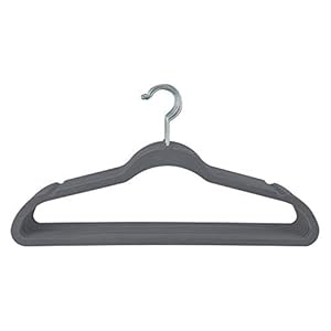Simplify 10 Super Slim Velvet Huggable Hangers in Grey
