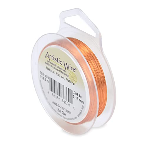Image of Artistic Wire, 34 Gauge / .16 mm Tarnish Resistant Colored Copper Craft Wire, Natural, approx. 125 yd / 114.3 m