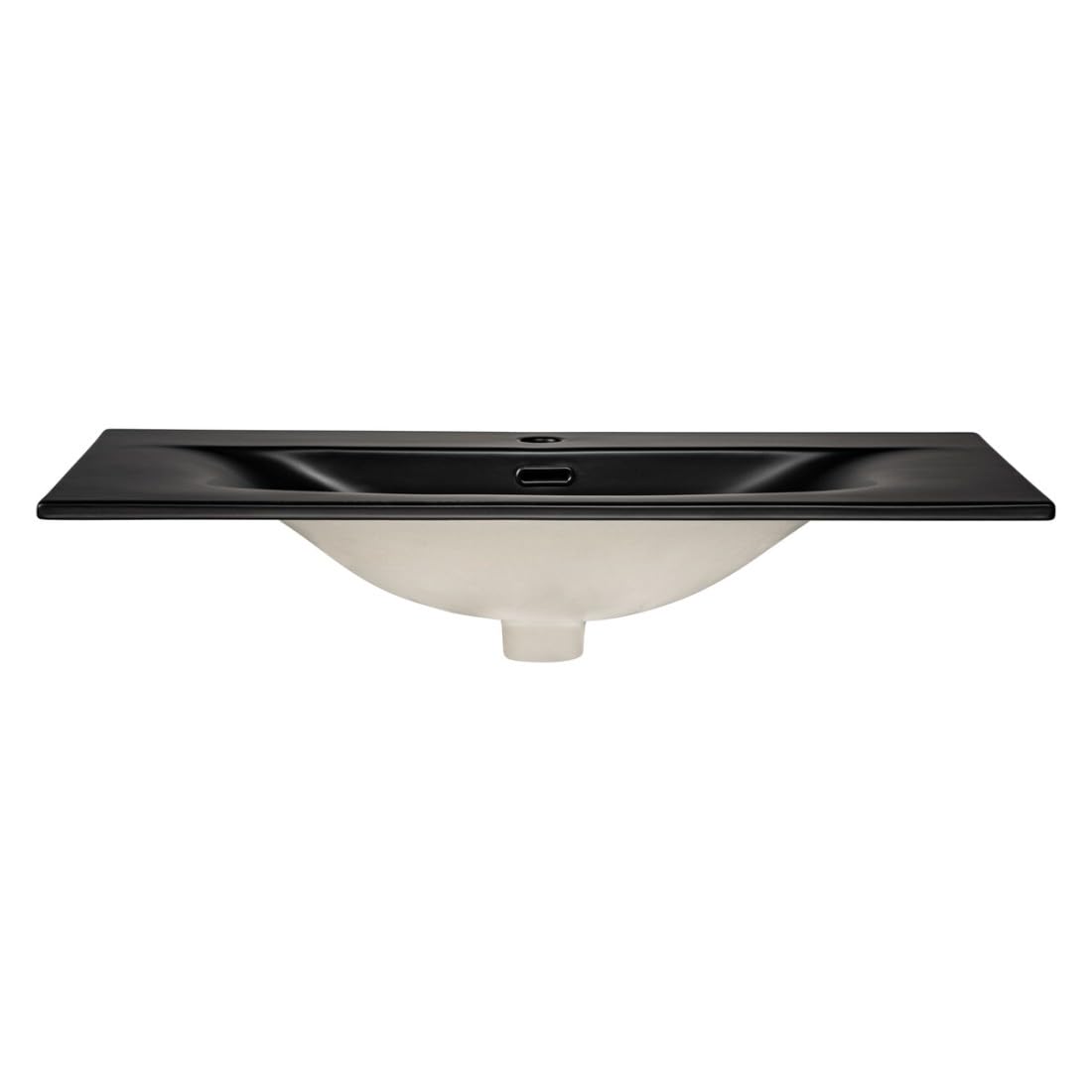 Veloa - Lavabo empotrado (80 cm, cerámica), color negro mate, diseño moderno, ovalado