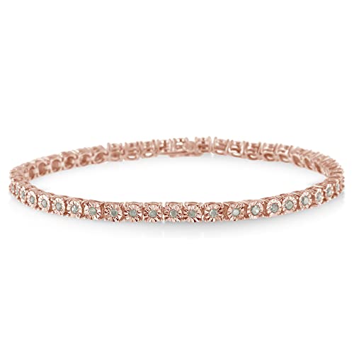 Original Classics 10K Rose Gold over .925 Sterling Silver 1.0 Cttw Diamond Miracle Tennis Bracelet (I-J Color, I3 Clarity) - 7"