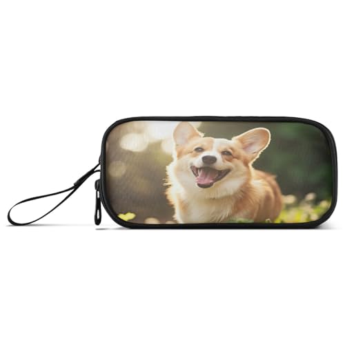 Waassud Estuche para lápices con diseño de perro sonriente, gran capacidad, estuche para lápices, estuche estético con cremallera para organizador de oficina, Multicolor, Estuche para lápices