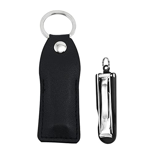 Uñas plegables de viaje con cortadores delgados de acero inoxidable para uñas, bola de cristal de roca (negro, talla única)