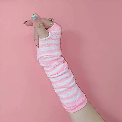 Image of Women's Long Knitted Fingerless Gloves Thumbhole Stretch Arm Warmers