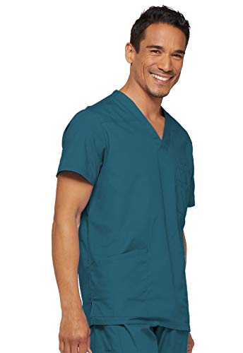 Image of Dickies Mens V-Neck Scrub Top with 5 Pockets - Medical & Nursing Uniform Shirt, Side Vents - 81906