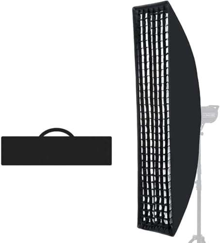 REFLEX CAMERA 120cm x 30cm Quick Setup Foldable Rectangular Softbox with Bowens Mount and Honeycomb Grid inc. Diffusers & Carry Case, Ideal for Photography Studio