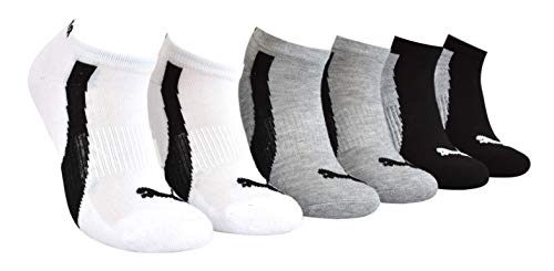 Puma Boy's 6 Pack Cushioned Low Cut Socks White/Grey, Sock Size 9-11 P114797-117