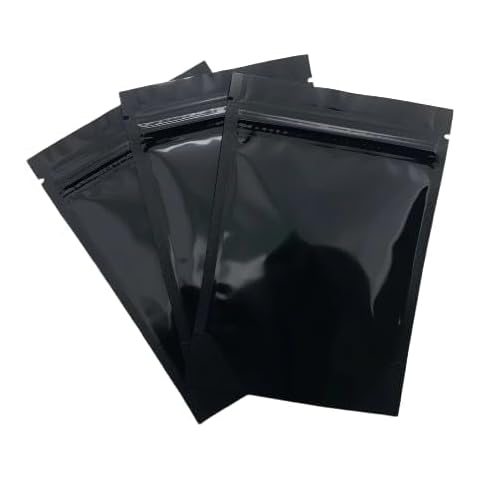 Oil Slick 1000 PCS Mylar Bags - Reusable Zipper Mylar Bags With Oxygen Absorbers Use For Small Businesses, Jewelry, Candy And Food Storage(4”x6.5” Black w/window) Cover