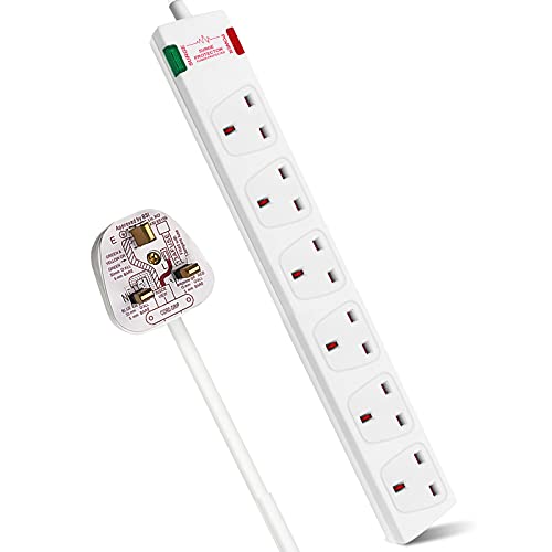 EXTRASTAR 6 Way Extension Lead with Surge Protection, 13A