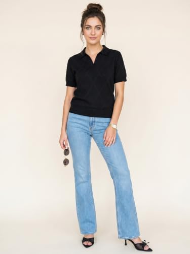 Image of JUNEBERRY Women's Flatknit Solid Half Sleeve Polo T-Shirt with Collared Neck, Casual Style for Office, Travel, (Sizes S to 2XL)