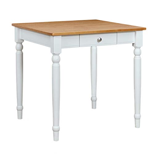Ravenna Home Traditional Dining Table 29"H, White and Rustic Honey Pine