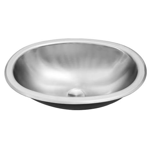 LQS Stainless Steel Oval Sink, 16.73" x 11.81" Small RV Kitchen Sink, 5.12” Depth, Small Kitchen Bar Sink With Sink Drain Assembly