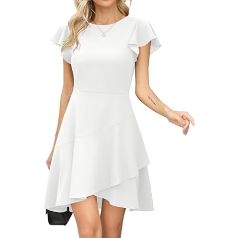 Missufe Women's Flutter Sleeve Cocktail Dress Cover