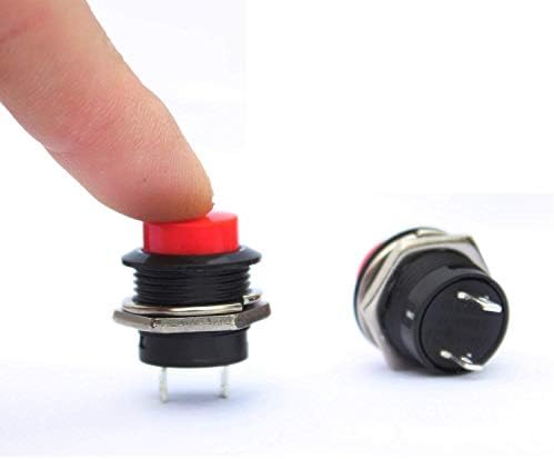 Push Button Switch 18 Pieces ON/Off Momentary Button Power Switch Red Green Blue Yellow White Black Round Cap AC 6A/125V 3A/250V