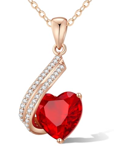 Necklaces Rose Gold Plated Infinity Love Heart Pendant Necklaces with Red Crystal, dainty trendy fashion Jewelry Gifts for women, unique Birthday Gifts for Her Mom Wife Girlfriend Daughter Girls…