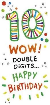 Boy's/Girl's 10th Birthday Card - Wow! Double Digits - Embossed and Flitter Finish - from The Range (PR-SUP178)