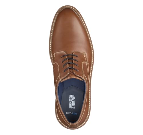 Johnston & Murphy Men's Cason Leather Plain Toe Dress Casual Lace-up Shoe, Tan Full Grain, 11.5 M2
