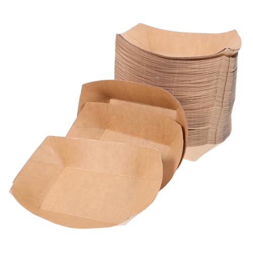 STOBAZA 125pcs Sushi Boat Serving Tray Trays Snack Holders Paper Food Boats Platter Bulk Party Sushi Serving Boats Sushi Serving Tray Appetizer Plates Sushi Serving Plate Khaki Paper