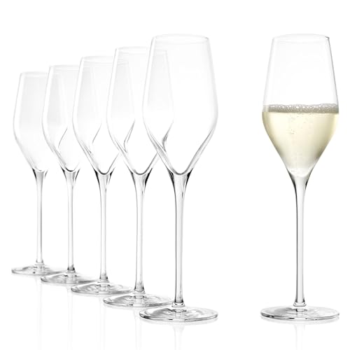 Kieliszki do Szampana Stölzle Lausitz Exquisit Royal Zestaw 6 sztuk, 265ml – Eleganckie Kieliszki Koktajlowe do Win Musujących – Kryształ Made in Germany – Odporne na Wstrząsy i Mycie w Zmywarce