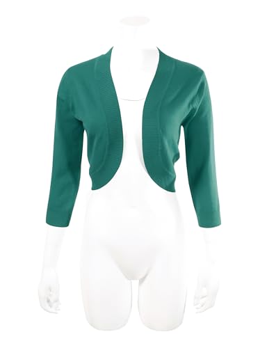 Image of Allsense Women's 3 /4 Sleeve Bolero Shrug for Dresses | Open Front Cropped Cardigan, Lightweight Knit Dress Cover Up