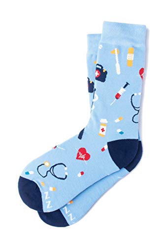Women's Men's Hipster Medical Supplies Doctor Or Nurse Medicine MD Heart Novelty Crew Dress Socks (Light Blue)