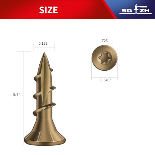 Image of #8 x 5 /8 inch Deck Screws (295Pcs) 1lb. Carbon Steel, Yellow, Flat Head, Rust Resistant epoxy Coated, with T25 Star Bit