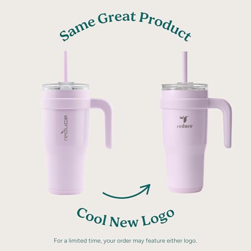REDUCE 24 oz Stainless Steel Tumbler with Handle - Dual-Wall Vacuum Insulated Travel Mug, Sweat-Proof Lid & Reusable Straw - Keeps Drinks Cold for 24 Hrs, Fits Cupholders, Dishwasher Safe - Phantom