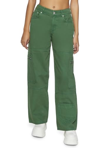 Forever 21 Women's Mid-Rise Denim Cargo Pants2