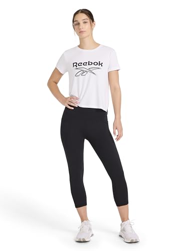 Reebok Women’s ID Train Capri, Slim Fit, 20” Inseam, Lightweight Stretch Poly Motion Interlock Fabric, Moisture-Wicking, Black, X-Small - image 4