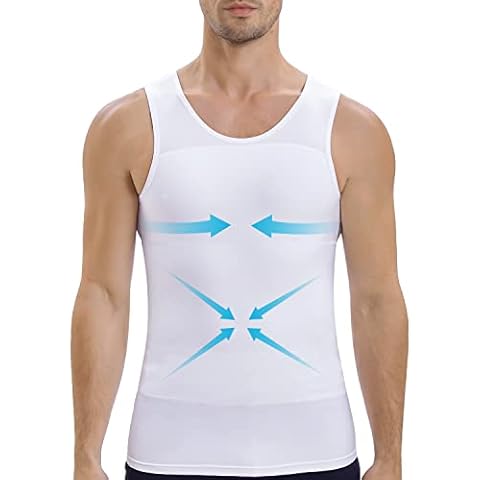 Lgtfy Mens Gynecomastia Compression Shirts, Slimming Body Shaper Tank Top, Tummy Control Undershirts - Change in Seconds White Cover