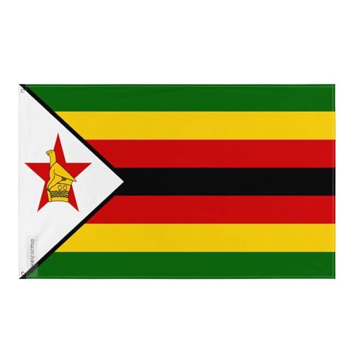 Drapeau du Zimbabwe avec 4 œillets renforcés en polyester haute résistance Pixelforma