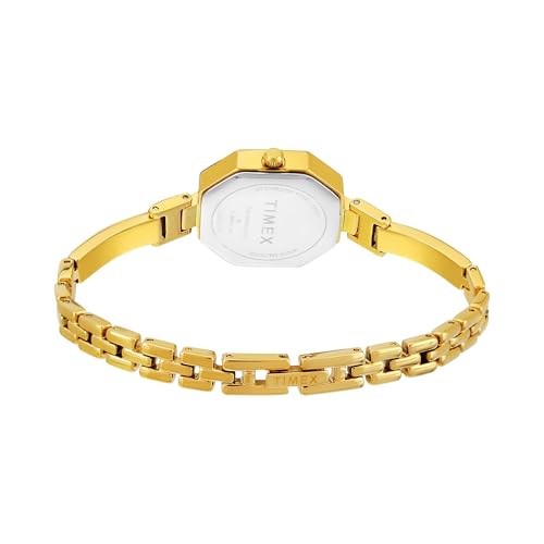 Image of TIMEX Analog Watch for Women with Green Octagonal Dial & Gold Brass Bracelet Band Water Resistant Women's Wrist Watches - TWEL195SMU02