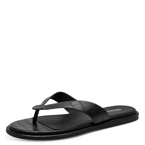Tamaris Damen Zehentrenner Pantolette flach schwarz 39 EU