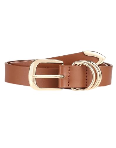 Women Belts for Jeans Dresses Pants Ladies Plus Size Leather Waist Belt with Fashion Gold Buckle