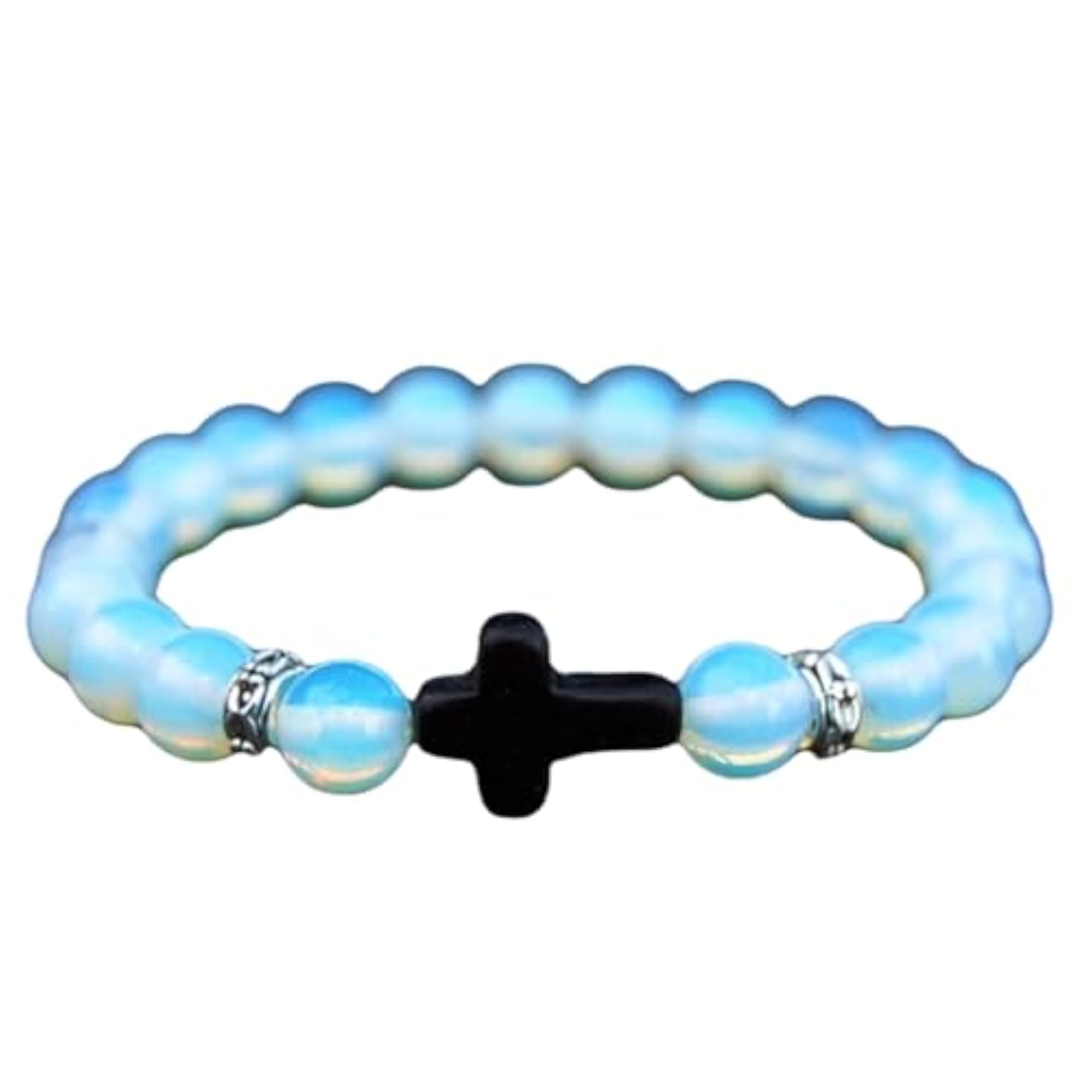Natural Opalite 8mm Round Bead Stretchable Bracelet, Unisex