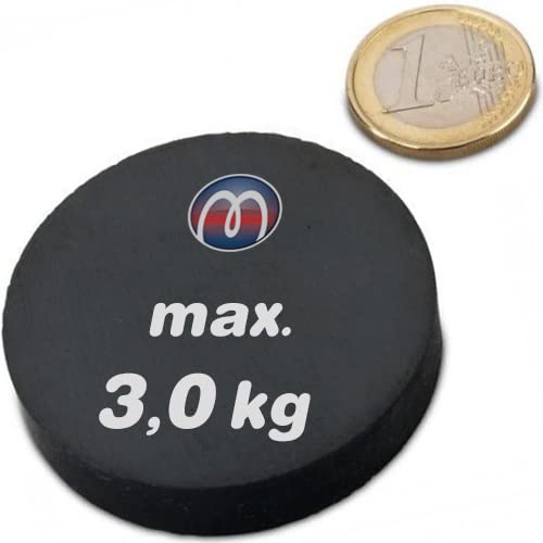 5 x Ferrite Disc Magnet Ceramic Round Magnet Ø 50.0 mm x 10.0 mm Y35 - holds 3 kg - 5 Pieces - Magnetic Discs