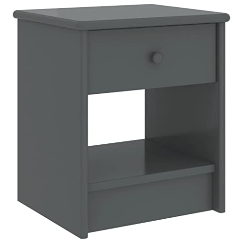 vidaXL Mesita de Noche Mesilla Auxiliar Cama Armario de Dormitorio Habitación Organizador Almacenamiento Gris Oscuro 35x30x40 cm Madera Maciza de Pino