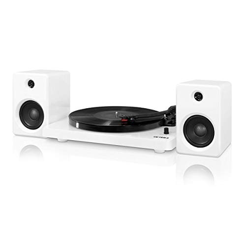 Victrola Modern 3-Speed Bluetooth Turntable with 50 Watt Speakers, White Piano Finish (ITUT-420 White)