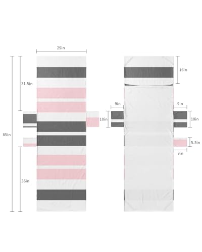 Pink Grey Striped Beach Lounge Chair Towel Cover, Soft Chaise Lounge Towel with Side Pockets Patio Pool Chairs Cover for Beach/Pool Sunbathing 29x85 Gray Modern Abstract Art
