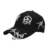 Men Women Y2K Punk Baseball Cap Graffiti Korean Hip Hop Hat Emo Alt Adjustable Caps Street Accessories Clothes Summer (Black)
