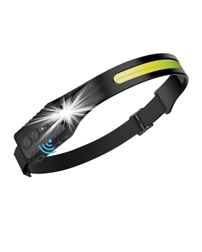 Coyonce Gifts for Fathers Day Lumi Light Led Headband Ultra Bright 230 Adjustable Headlight with Motion Sensor 7 Lighting Modes & IPX4 Head Torch for Camping Running Fishing Lumilight Head Torch