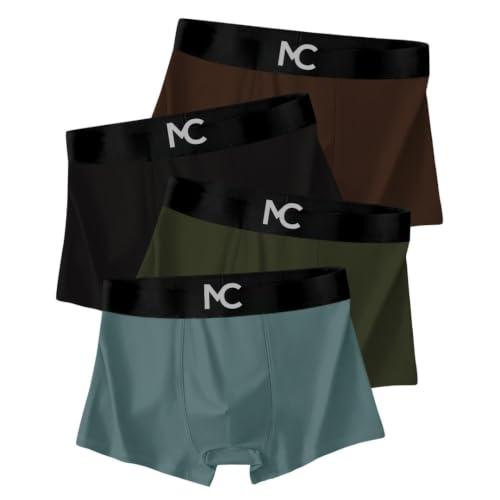 Image of Men's Premium Microfiber Boxer Briefs for Men | Soft Stretch Breathable Innerwear | Moisture-Wicking Comfortable Trunks with Elastic Waistband | Multi Color Pack of 4