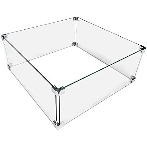 Midwest Hearth Fire Pit Wind Guard Glass Shield (Square, 22 Inch) Cover