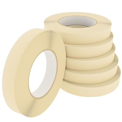 GTKWEX PACK DE 6 CINTA DE CARROCERO PARA PINTAR Y ENMASCARAR 6 ROLLOS DE 50 METROS (TOTAL 300 METROS) | CINTA DE PINTOR PARA TRABAJOS DE PINTURA | ADHESIVA, FÁCIL RETIRO SIN DEJAR RESIDUOS. (18MM)