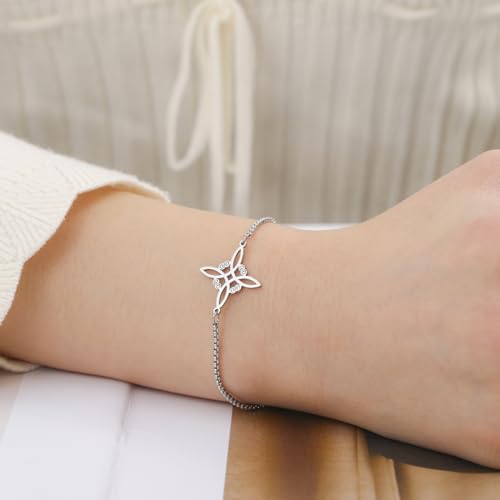 TEAMER Witches Knot Bracelet Stainless Steel Adjustable Celtic Knot Box Chain Bracelet Amulet Vintage Jewelry for Women2