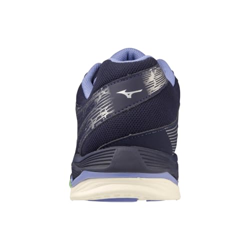Image of Mizuno Wave Voltage Volleyball Shoes for Men & Woman Ideal for Indoor Games (Badminton, Tennis, Volleyball, Squash, Handball) Volleyball Shoes Show Evening Blue + Techno Green + Iolite
