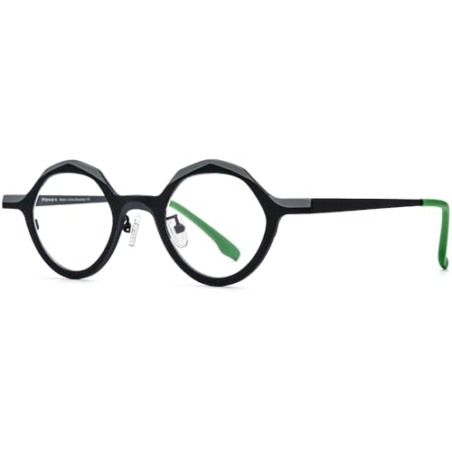 Image of FONEX Colorful Pure Titanium Glasses Frame Women Retro Round Eyeglasses
