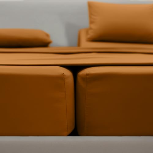Image of Elegant Comfort Luxurious 1500 Premium Hotel Quality Microfiber Three Line Embroidered Softest 5-Piece Bed Sheet Set, Wrinkle and Fade Resistant, Split King, Bronze