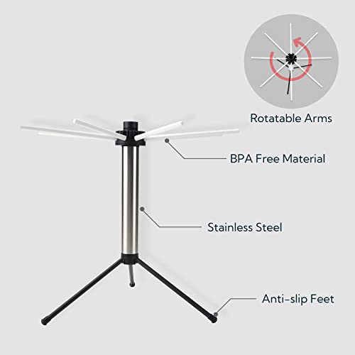 KITCHENDAO Collapsible Pasta Drying Rack, Easy Storage, Quick Set up, Foldable Pasta Dryer Rack, Spaghetti Noodle Tree Stand Hanger, Detachable for Easy Cleaning, Rotary Arms, Hold up to 5lbs - Thumbnail 4