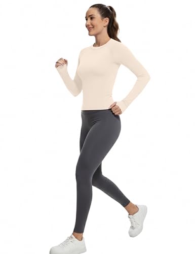 Image of MathCat Workout Shirts for Women Long Sleeve, Workout Tops for Women, Quick Dry Gym Athletic Tops,Seamless Yoga Shirts XS-XL